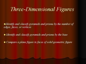 ThreeDimensional Figures l Identify and classify pyramids and