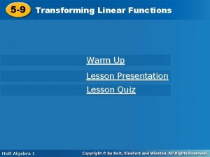 5 9 Transforming Linear Functions Warm Up Lesson