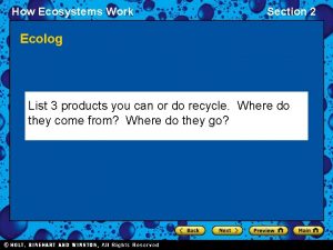 How Ecosystems Work Section 2 Ecolog List 3