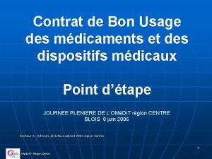 Contrat de Bon Usage des mdicaments et des