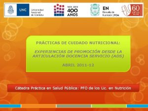 PRCTICAS DE CUIDADO NUTRICIONAL EXPERIENCIAS DE PROMOCIN DESDE