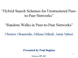 Hybrid Search Schemes for Unstructured PeertoPeer Networks Random