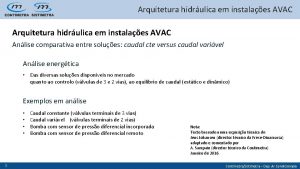Arquitetura hidrulica em instalaes AVAC Anlise comparativa entre