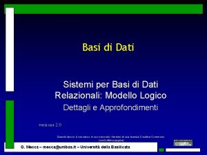 Basi di Dati Sistemi per Basi di Dati