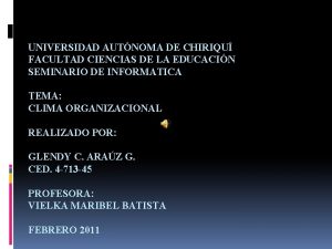 UNIVERSIDAD AUTNOMA DE CHIRIQU FACULTAD CIENCIAS DE LA