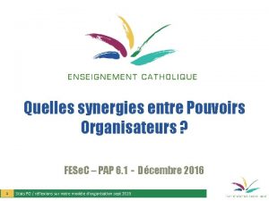 Quelles synergies entre Pouvoirs Organisateurs FESe C PAP