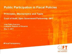 Public Participation in Fiscal Policies Principles Mechansims and