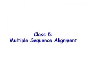 Class 5 Multiple Sequence Alignment Multiple sequence alignment