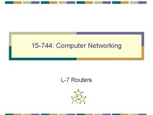 15 744 Computer Networking L7 Routers Announcements Project