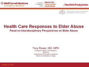 Health Care Responses to Elder Abuse Panel on