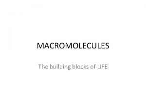 MACROMOLECULES The building blocks of LIFE Introduction 1Organic