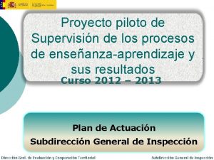 Proyecto piloto de Supervisin de los procesos de