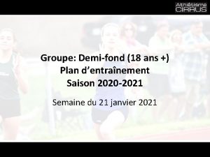 Groupe Demifond 18 ans Plan dentranement Saison 2020