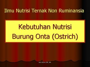 Ilmu Nutrisi Ternak Non Ruminansia Kebutuhan Nutrisi Burung