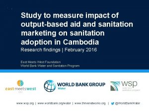 Study to measure impact of outputbased aid and