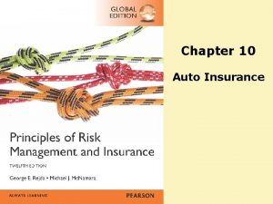 Chapter 10 Auto Insurance Agenda o Personal Auto