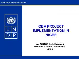 CBA PROJECT IMPLEMENTATION IN NIGER MAI MOUSSA Katiella