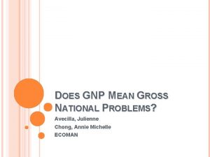 DOES GNP MEAN GROSS NATIONAL PROBLEMS Avecilla Julienne