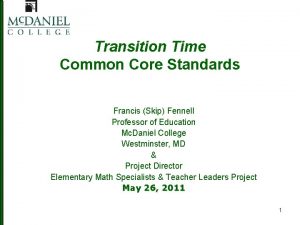 Transition Time Common Core Standards Francis Skip Fennell