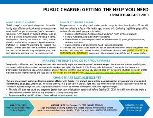 PUBLIC CHARGE GETTING THE HELP YOU NEED UPDATED
