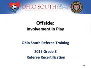 Offside Involvement in Play Ohio South Referee Training