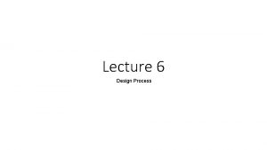 Lecture 6 Design Process Interaction Design Basics Design
