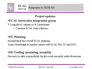 ECAL End Cap Response to EDR04 Project updates