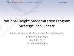 National Height Modernization Program Strategic Plan Update National