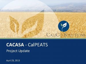 CACASA Cal PEATS Project Update April 23 2015