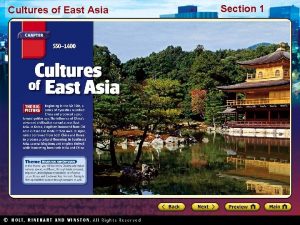 Cultures of East Asia Section 1 Cultures of