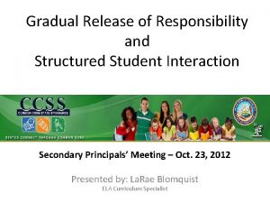 Gradual Release of Responsibility and Structured Student Interaction