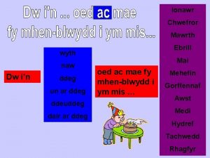 Ionawr Chwefror Mawrth Ebrill wyth naw Dw in