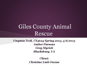 Giles County Animal Rescue Virginia Tech CS 4624