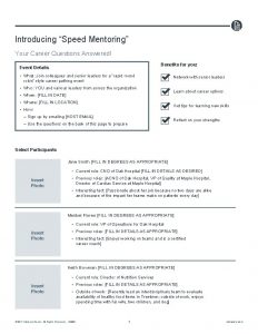 Introducing Speed Mentoring Your Career Questions Answered Benefits