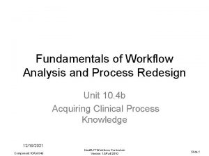 Fundamentals of Workflow Analysis and Process Redesign Unit