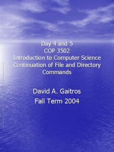 Day 4 and 5 COP 3502 Introduction to