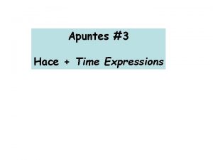 Apuntes 3 Hace Time Expressions how long something