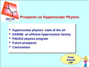 Prospects on Hypernuclear Physics Hypernuclear physics state of