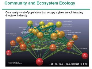 Community and Ecosystem Ecology Community set of populations