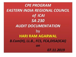 CPE PROGRAM EASTERN INDIA REGIONAL COUNCIL of ICAI