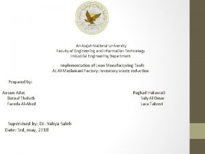 AnNajah National University Faculty of Engineering and Information