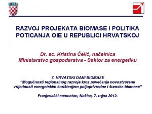 RAZVOJ PROJEKATA BIOMASE I POLITIKA POTICANJA OIE U