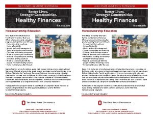 OHIO STATE UNIVERSITY EXTENSION fcs osu edu Homeownership