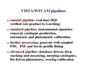 VISTAWFCAM pipelines summit pipeline real time DQC verified