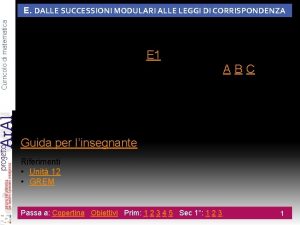 Curricolo di matematica E DALLE SUCCESSIONI MODULARI ALLE