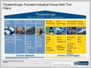 Thyssen Krupp Focused Industrial Group With Two Pillars