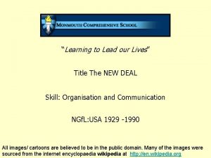 Learning to Lead our Lives Title The NEW