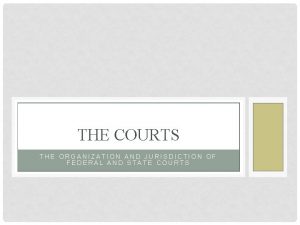 THE COURTS THE ORGANIZATION AND JURISDICTION OF FEDERAL
