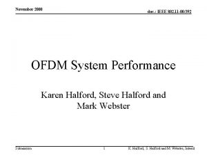 November 2000 doc IEEE 802 11 00392 OFDM