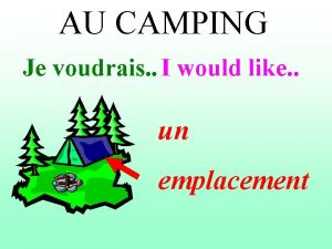 AU CAMPING Je voudrais I would like un